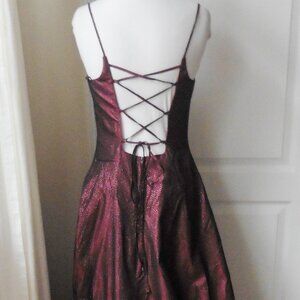 WINDSOR VTG 90's Y2K Burgundy Sparkle Lace Up Tulle Prom Dress Gown 9/10 USA